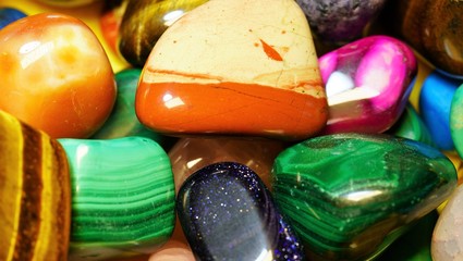 Set of Semi-precious gemstone. Beautiful gemstones minerals. image of many semiprecious stones closeup -