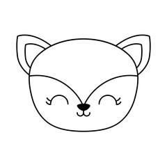 head of cute fox animal isolated icon