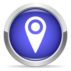Location icon. Round bright blue button.