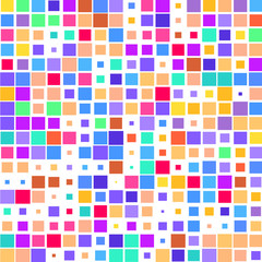 Mosaic of a bright colorful squares on a white background. 