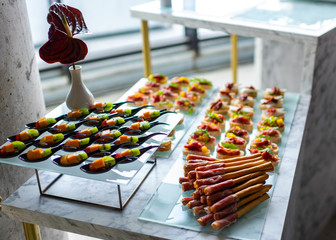 table with cold snacks festive event