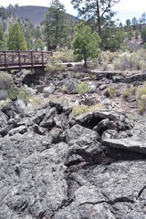 Flagstaff, AZ., U.S.A. June 5, 2018. Sunset Crater Volcano National Monument est. in 1930. Sunset Crater Volcano is a prime example of an 1,120-foot cinder volcano with substantial lava flows. 