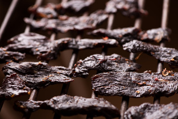 Beef Jerky on  wooden background