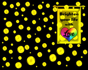 A bright illustration of yellow 3D circles and an inspirational quote