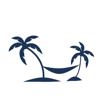 navy hammock between palm trees clip art preview