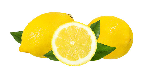 Fresh lemon isolated on white background with clipping path