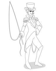 Circus trainer with whip for coloring book