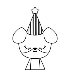 cute dog animal with hat party