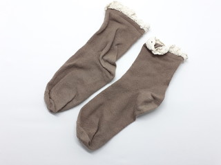 Colorful Beautiful Female Socks Pair in White Isolated background