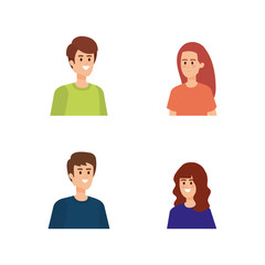 set cute boys and girls with fashion hairstyle