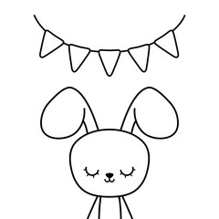 cute rabbit with garlands hanging