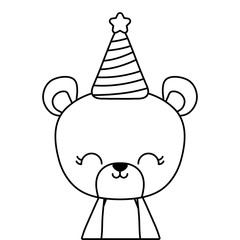 cute bear animal with hat party
