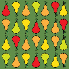 vector doodle background, hand drawn illustration of tasty, delicious, fresh, summer fruits, seamless pattern, perfect for a healthy texture of vegan food, yellow paer collection