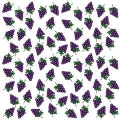 Obraz premium vector doodle background, hand drawn illustration of tasty, delicious, fresh, summer fruits, seamless pattern, perfect for a healthy texture of vegan food, red grape collection