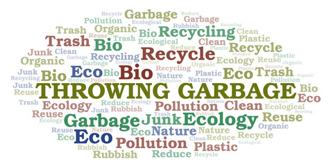 Fototapeta premium Throwing Garbage word cloud.