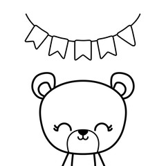 cute bear animal with garlands hanging