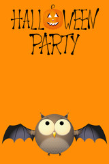 Halloween party poster/ banner with an owl