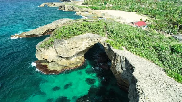 Aerial view of beautiful cueva del Indio, hatillo, Puerto Rico
