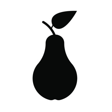 black pear fruit with leaf clip art preview