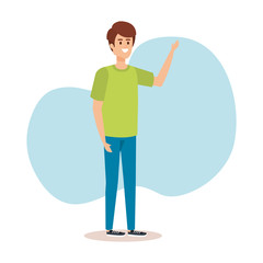 nice boy with hairstyle and casual clothes