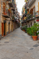 Fototapeta na wymiar Palermo. Old Town Street.