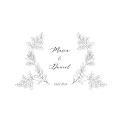 Fototapeta premium Botanical floral frames with plant. Vintage border.