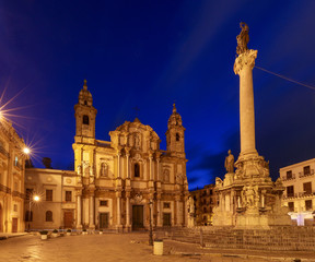 Fototapeta na wymiar Palermo. Church of St. Dominic at dawn.
