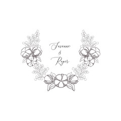 Botanical floral frames with plant. Vintage border.