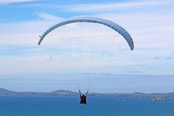 Paraglider above Newgale Bay, Wales