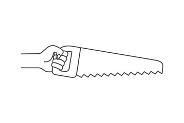 hand with saw tool isolated icon