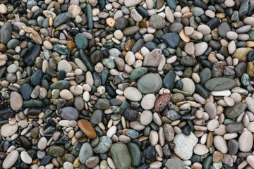 wet beach pebbles. natural texture. copy space