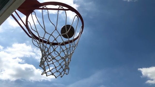 Super slow motion basketball swish
