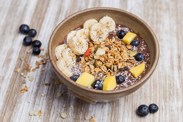 Healthy banana dessert with oat and yogurt