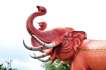 Pink elephant statue at Brahma shrine