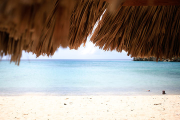 View of Santa Cruz a free local beach on Curacao, Caribbean