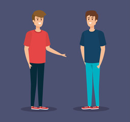 Obraz premium cute boys with fashion hairstyle and casual clothes