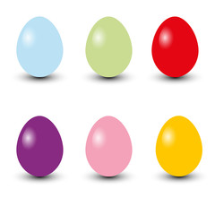 Set of realistic eggs on white background. Easter collection. Vector illustration.