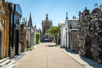 Buenos Aires, Argentina-03 Octubre, 2018: Famous La Recoleta Cemetery in Buenos Aires that contains...