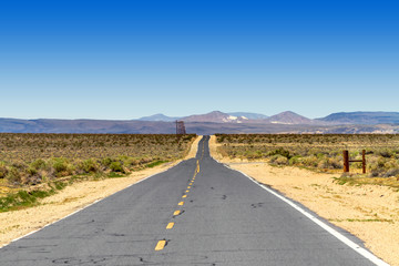 Long Road in the Mojave Desert in California