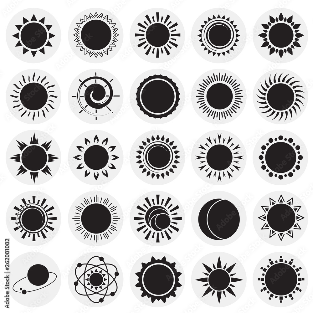 Poster sun icon set on circles background for graphic and web design. simple vector sign. internet concept 