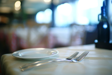 table setting restaurant / cutlery on a table in a cafe, the concept of beautiful food, European...