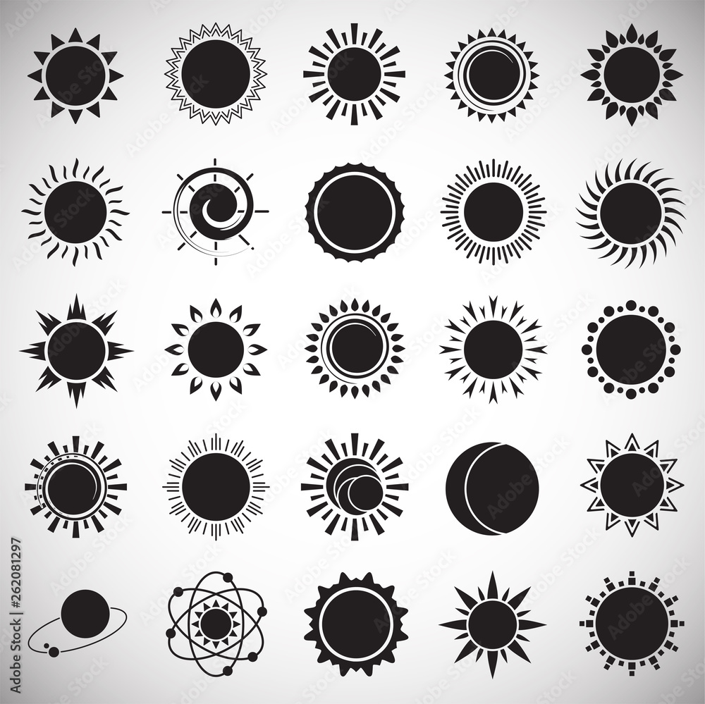 Poster sun icon set on white background for graphic and web design. simple vector sign. internet concept sy