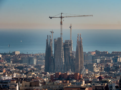 Sagrada Familia in Barcelona picture shot from Parc Guell