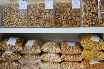 nuts and dried fruits in market
