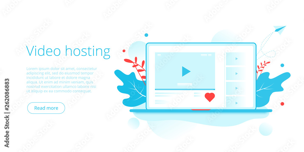 Wall mural video hosting concept in isometric vector illustration. online streaming service background with lap