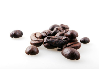 Roasted Coffee Beans Against White Background