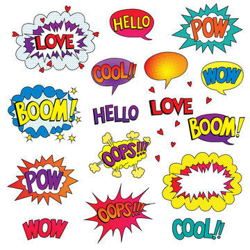 set of speech bubbles with different emotions