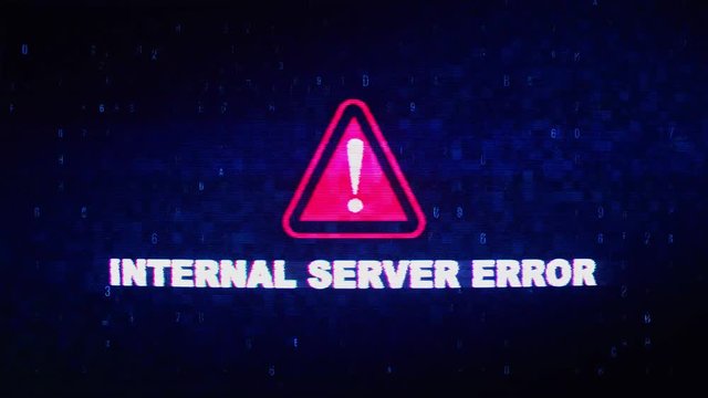 Internal Server Error Text Digital Noise Glitch Effect Tv Screen Loop Background. Login and Password With System Error Security ,Hacking Alert , Cyber Crime Attack Computer Error Distortion Message .