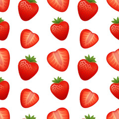 Seamless pattern made from strawberries. for packaging, advertisements. Vector illustration.. Realistic style. endless picture.