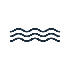Wave or water icon with dark blue color and minimal style outline design. Symbol of water, sea and swimming pool.